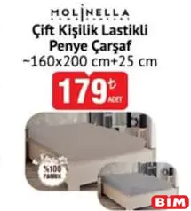 MOLİNELLA ÇİFT KİŞİLİK LASTİKLİ PENYE ÇARŞAF fiyat ve kampanya bilgisi